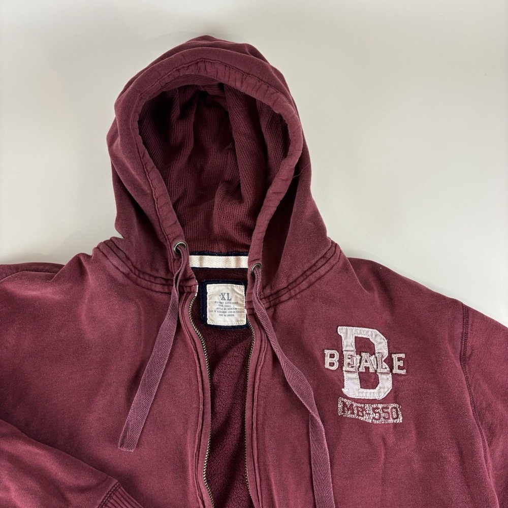 Old Navy Mens XL Maroon Basic Issue Distressed MB-550 Full Zip Hoodie VTG Heavy - Picture 3 of 14